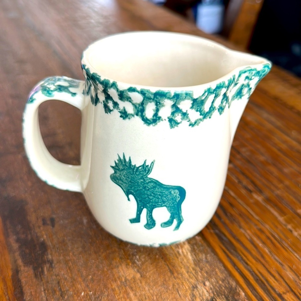 Folk craft Moose country by Tienshan stoneware Creamer container